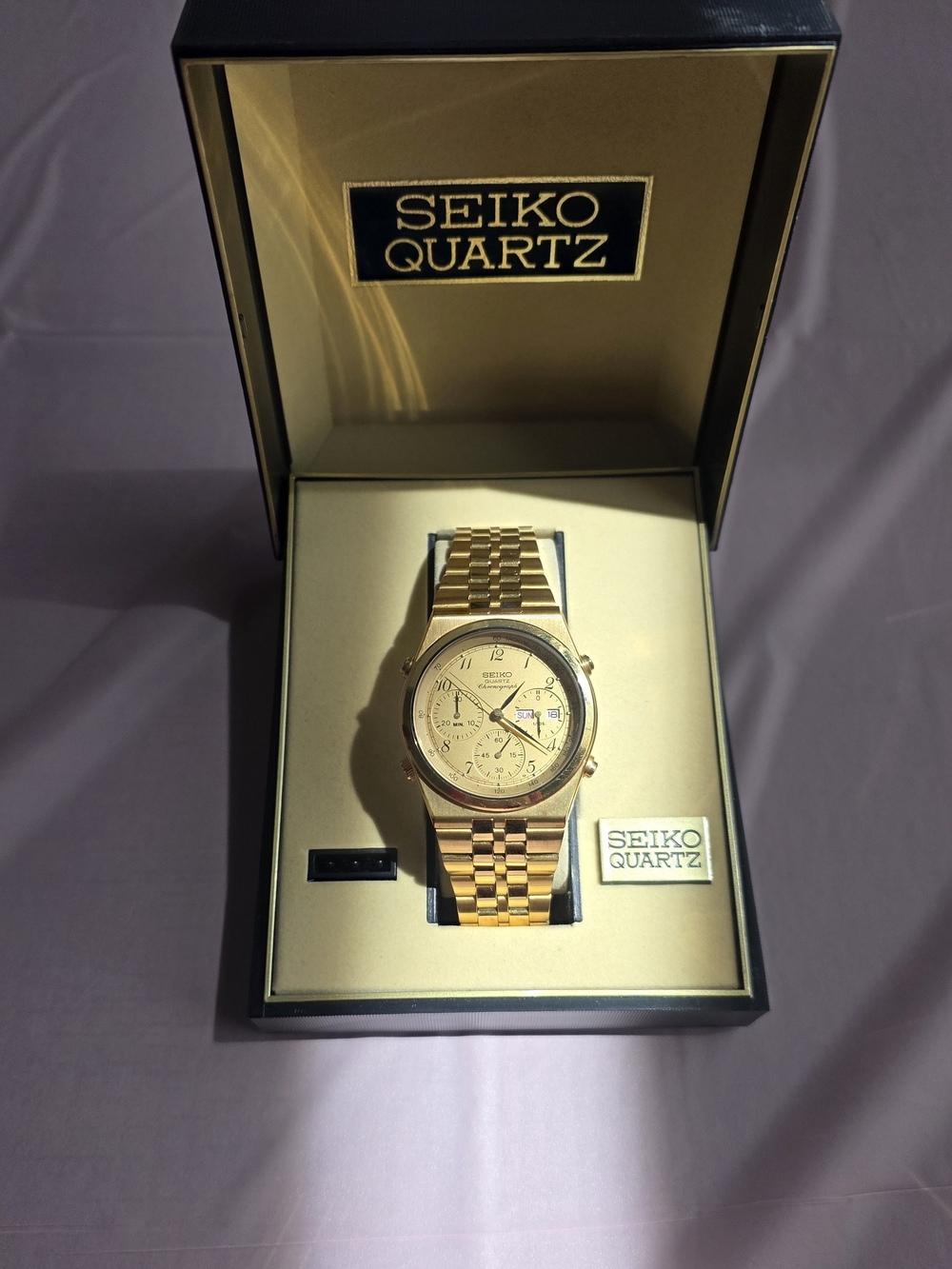 Seiko Quartz Chronograph James Bond 7A38-7060 Gold Tone Vintage Men’s Watch HSA2